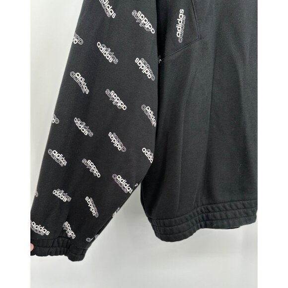 Adidas Crewneck Sweatshirt Women Large Black Logo Loose Fitting Graphic Boxy - Picture 4 of 9